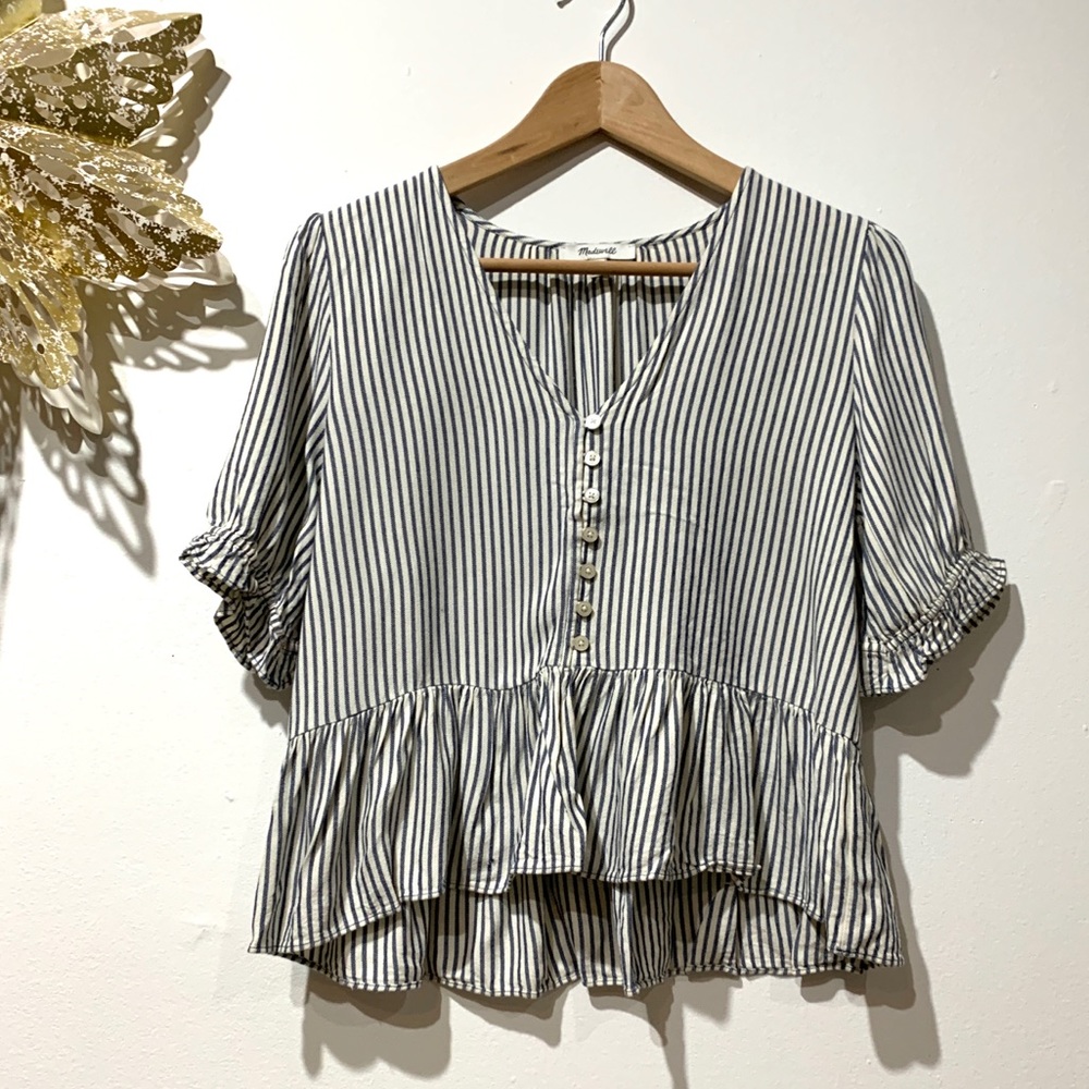 Madewell Button Up Cropped Peplum